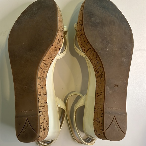 Prada strappy wedge sandal in ivory - Picture 7 of 9